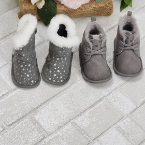 Gray Kids Shoes with Star Pattern